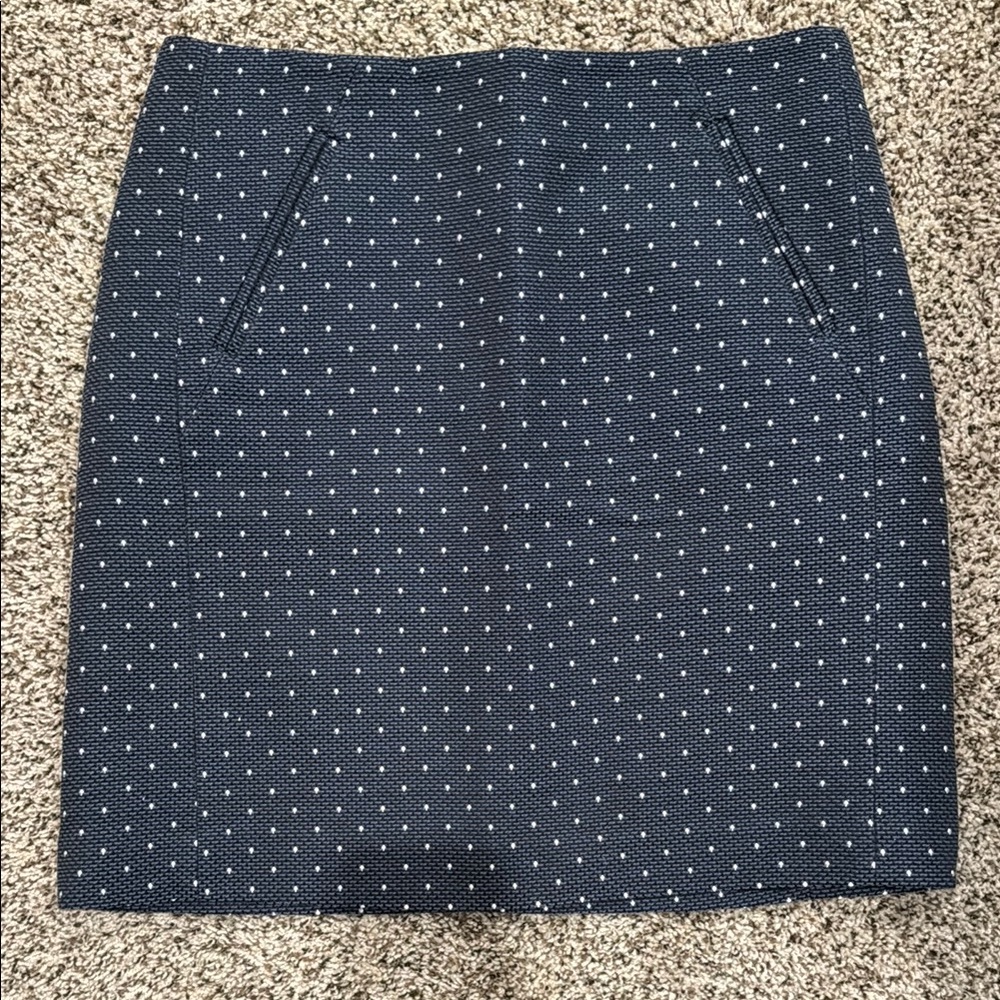 Loft Navy Blue Polka Dot Skirt